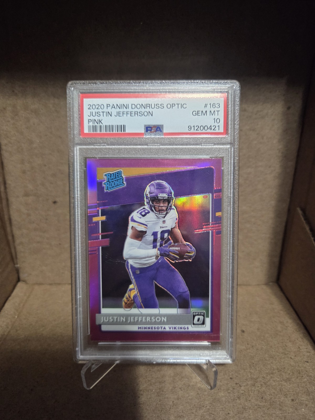 2020 Panini Donruss Optic Justin Jefferson Pink Rated Rookie #163 PSA 10