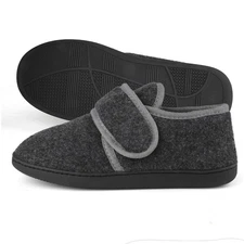 Mens Winter Warm Cozy Slippers Diabetic Edema Swollen Indoor Outdoor House Shoes