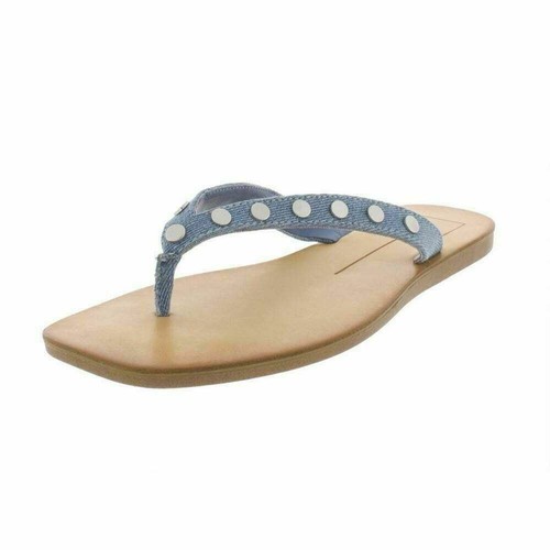 Dolce Vita Women Studded Flip Flop Clyde Size US 8 Blue Denim Thong Sandals - Picture 1 of 2
