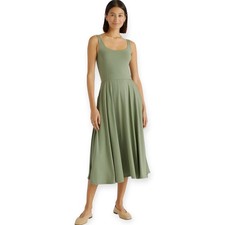 Quince Tencel Jersey Fit & Flare Sleeveless Scoop Neck Dress Sage Size Med NWT