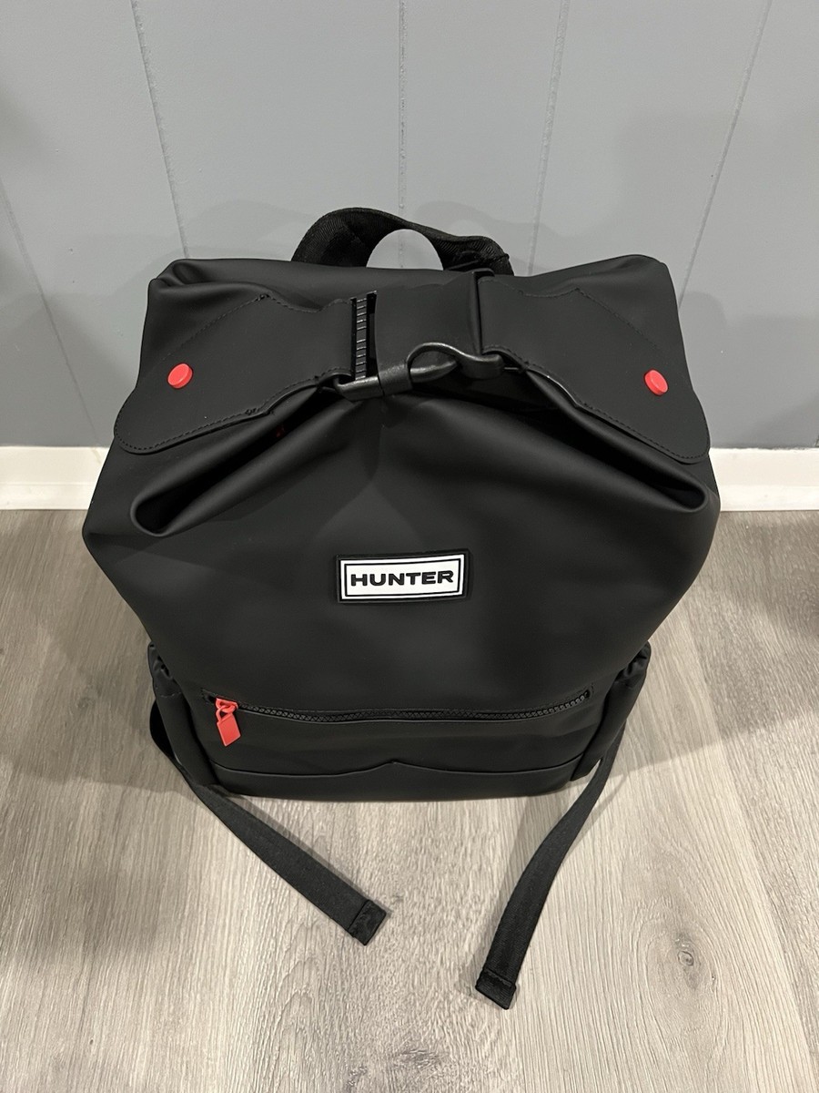 HUNTER Top Clip Backpack Smooth Black with Red Zipper | eBay