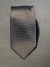 Pronto Uomo Mens Brown Blue White Silk Necktie Pre-owned