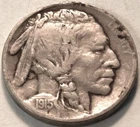 1915 S Buffalo Nickel, Middle Grade, Better Semi-KEY Date 5C Coin