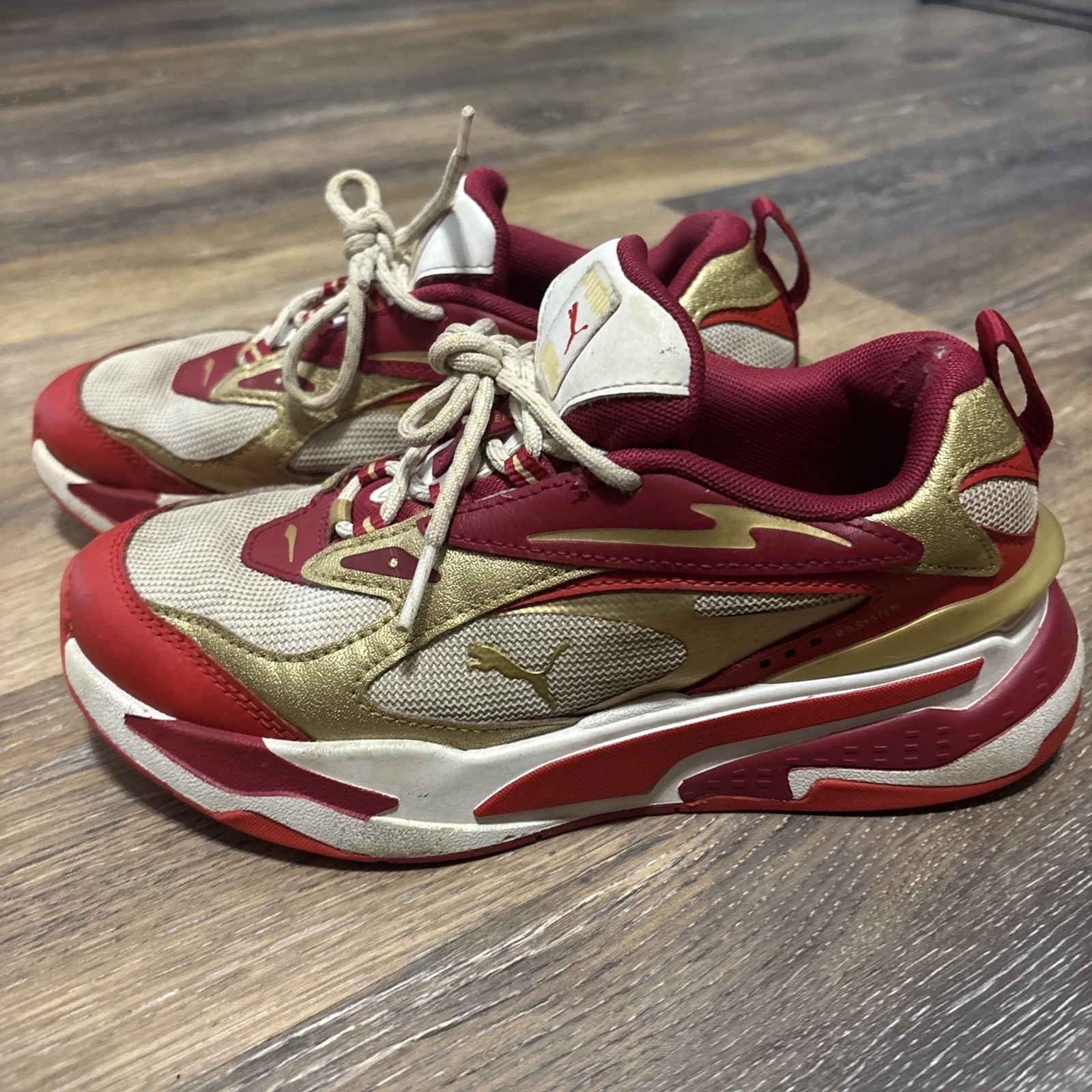 Scarpe da ginnastica Puma unisex bambino RS Fast Glitz GS TAGLIA 5 5 Y oro rosso