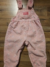OshKosh B  Gosh Overalls 80  s Vintage Pink Corduroy Cats  Floral Pattern 18M