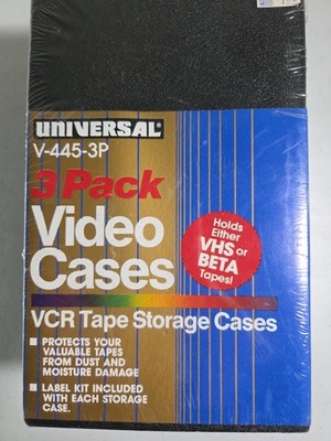 Vintage VHS Tape Storage Cases Empty Clamshell-Black Lot Of 3 Sealed
