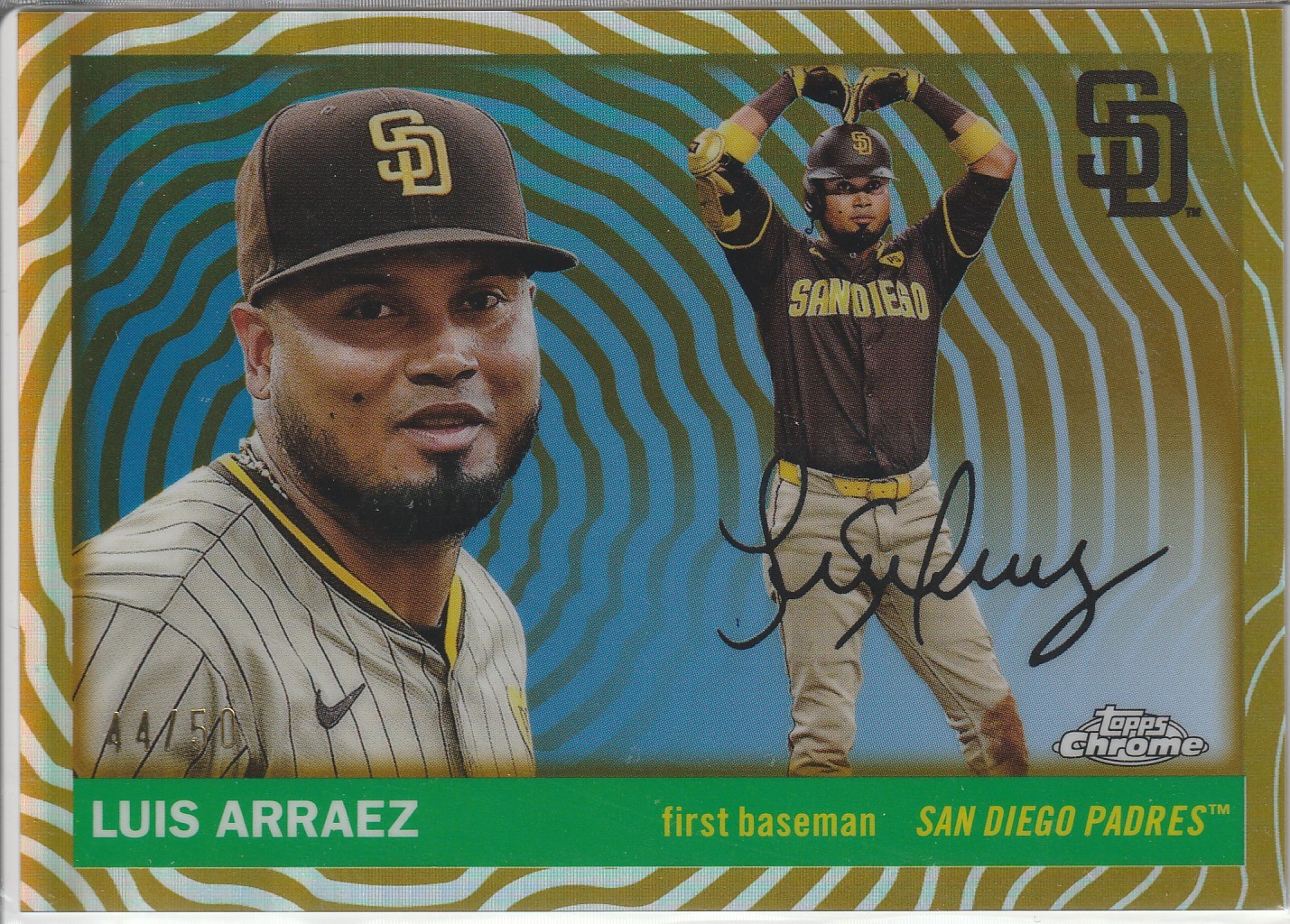 2025 Topps Chrome Platinum #141 Luis Arraez Gold Vibrations Refractors #/50