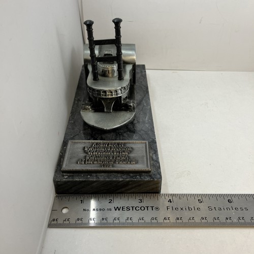 Boatmen’s Bank “Oklahoma Style”Metal Paddleboat On Marble 1993 9”WX3.5”DX4.75”H - Picture 8 of 12