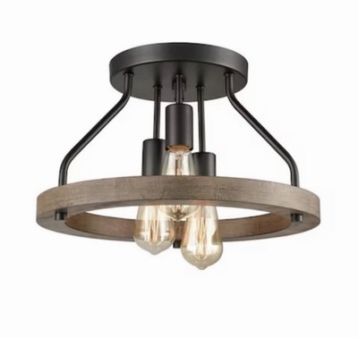 CLAXY T7132-3CU Farmhouse Semi Flush Mount Ceiling Light 3-Light NIB