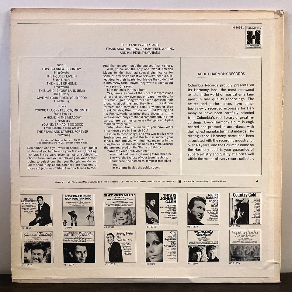 FRANK SINATRA BING CROSBY - This Land Is Your Land - 12" Vinyl Record LP - EX - Image 2 of 3