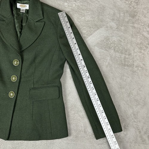 Talbots Wool Blazer Womens Sz 4 Green Jacket Career Holiday Buttons Work Office - Picture 17 of 17