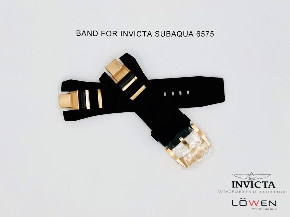 Auténtica banda Invicta Subaqua 6575 poliuretano negro y oro rosa VERSIÓN MASCULINA Foto 2 de 3