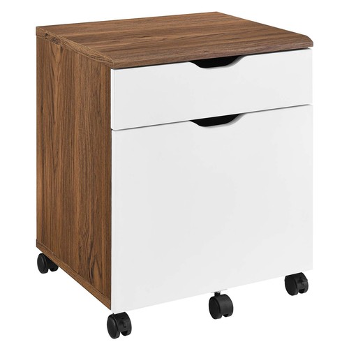 Modway Envision Mid-Century Modern Office File Cabinet in Walnut White - Picture 2 of 9