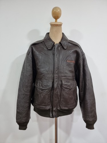 Vintage AVIREX A-2 USAAF "Moonlight Patrol" Flight Military Lederjacke XL/XXL - Bild 3 von 9