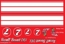  7 Russell Bennett Chevrolet 1/64th Waterslide Decals Camaro