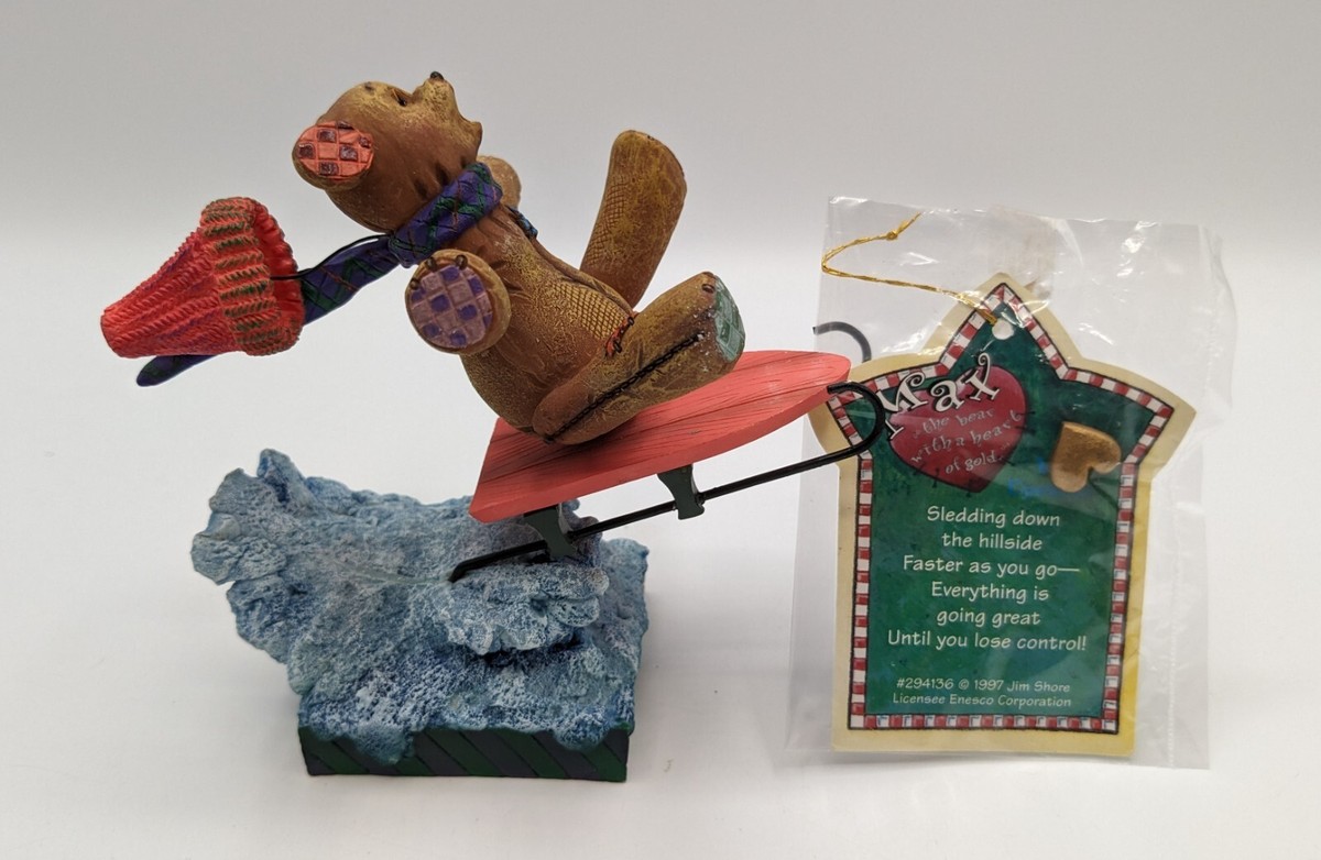 Max the Bear Sledding 1997 Jim Shore Enesco Bear on Sleigh