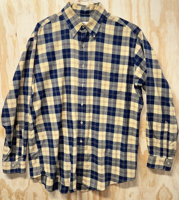 Viyella Yellow-Gray Mens 80/20 Cotton-Wool Casual Button-Down Shirt EUC  Size L - Main Image