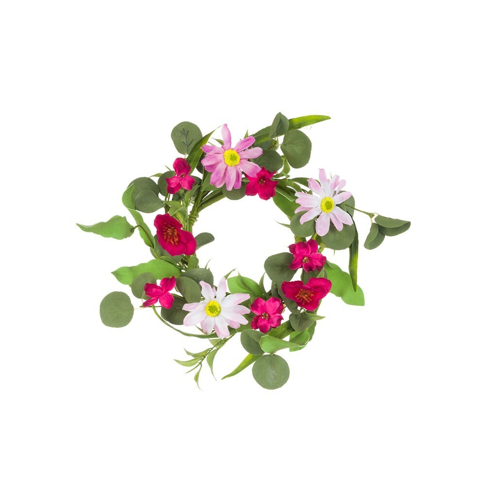 Artificial Daisy Blossom Pink Flower Mix Candle Ring 35cm/13 Inches