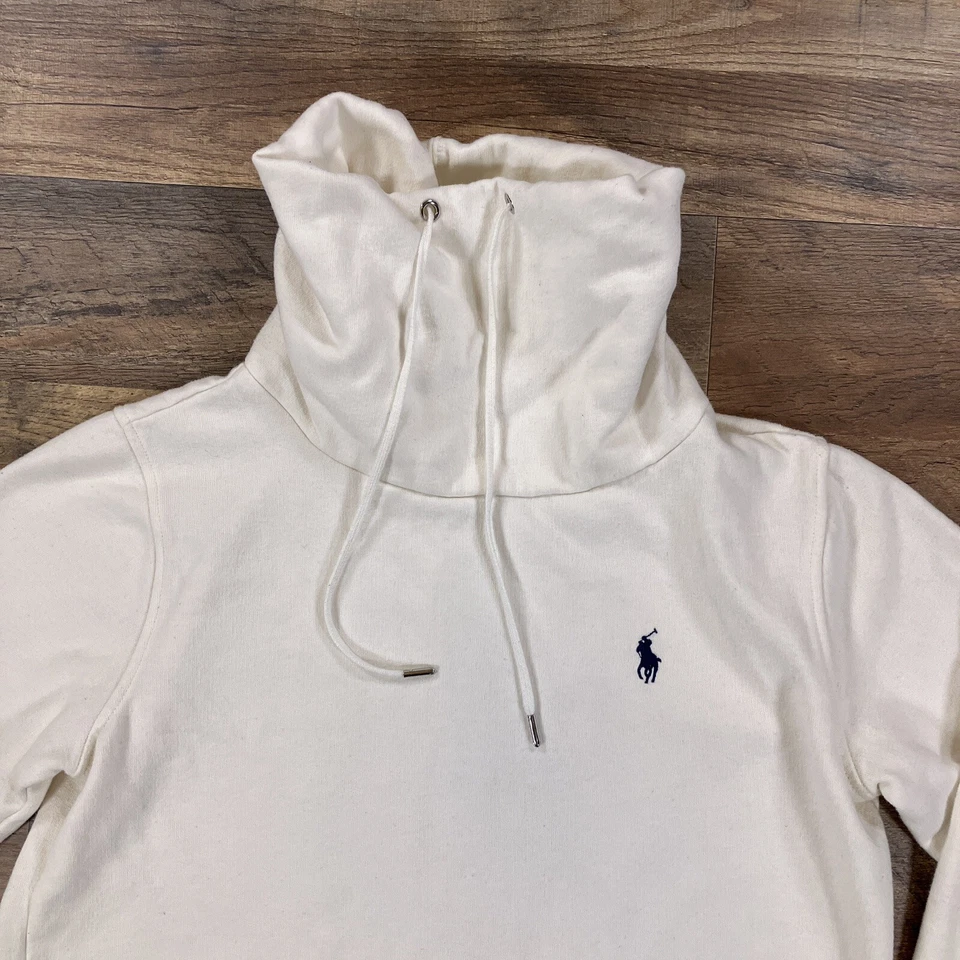 Polo Ralph Lauren Sudadera Mujer XS Blanco Cuello Alto Polar Pullover Poni Foto 2 de 4