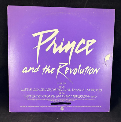 1984 PRINCE AND THE REVOLUTION LET'S GO CRAZY 33-1/3 VINYL LP SINGLE PROMO RARE