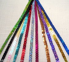 2,50 Meter GALONENBAND PAILLETTEN GLITZER GL&Auml;NZEND * 6mm * PARTYS GLAMOUR N&Auml;HEN