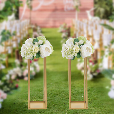 2Pcs Metal Flower Stand 60cm Floor Vase Rack Wedding Party Decor Rack Gold