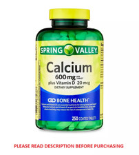 Spring Valley Calcium Supplement 600mg with Vitamin D 20mcg Bone Health 250-CT