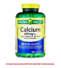 Spring Valley Calcium Supplement 600mg with Vitamin D 20mcg Bone Health 250-CT