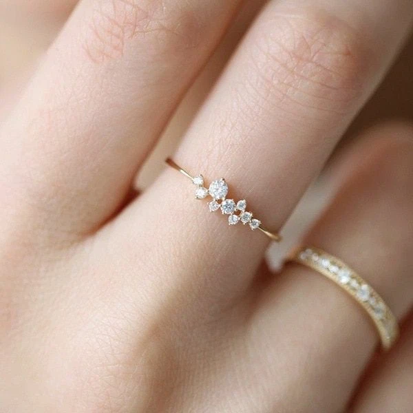 Flower Dainty Ring Ladies Romantic Finger Rings Cute Wedding Band Womens  Jewelry