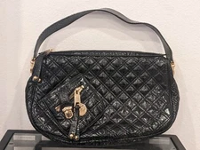 Marc Jacobs Black Patent Quilted Leather Ursula Hobo Handbag with Gold Hardware