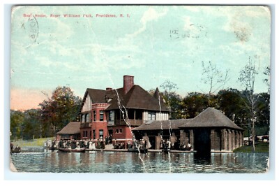 Boat House Roger Williams Park Providence RI, Rhode Island Postcard - DAMAGED