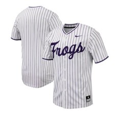 TCU Horned Frogs Nike White Pinstripe Full-Button Official NCAA Baseball Jersey