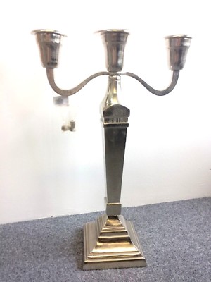 XL Kerzenständer silber glänzend Lüster 75 cm Metall 3-armig Chalet Loft Luxus