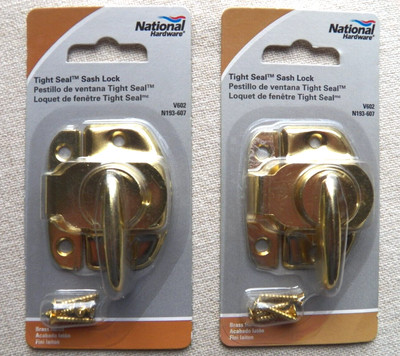 TWO National Hardware Tight Seal Sash Lock  V602 - Brass Finish -  N193-607