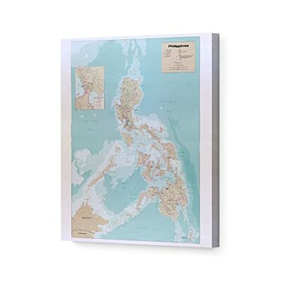 1990 Philippines Map Art - Canvas Wrap Vintage Philippines Map Wall Art Poster