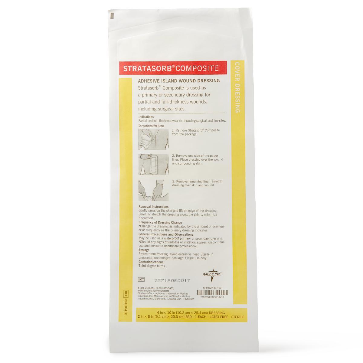 Stratasorb Composite Adhesive Island Wound Dressings, 4" x 10", Each eBay