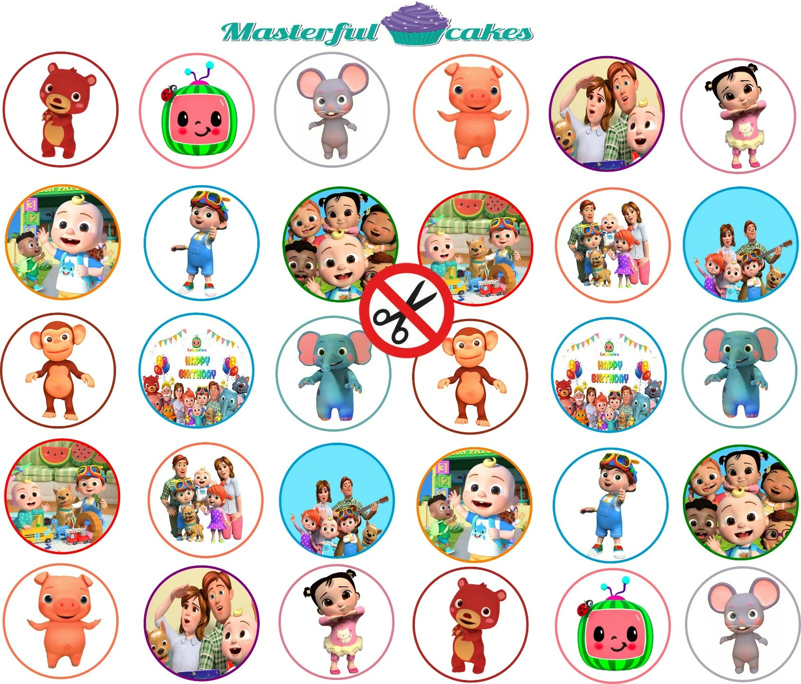 30 Cocomelon Edible Cup Cake Topper rice paper, Icing or Pre-Cut Wafer |  eBay