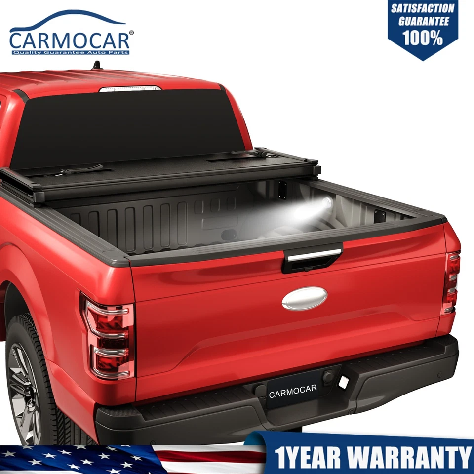 6.8FT Bed Hard Tri-Fold Tonneau Cover For 1999-2023 Ford F250 SuperDuty - Image 2 of 4