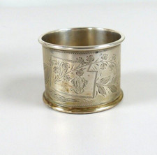 Serviettenring aus 800 Silber mit Ziermonogramm Blumen um 1900 Wilhelm M&uuml;ller