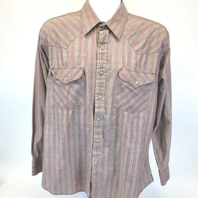 Painted Mesa Western Style Mens Shirt Pearl Snap Button Down Cowboy 17x35