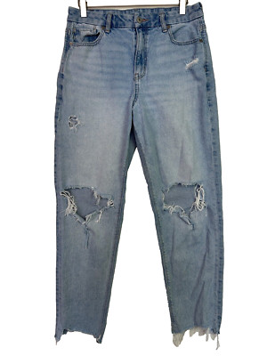 American eagle curvy mom jeans strigid distressed cutoff size 8 regular