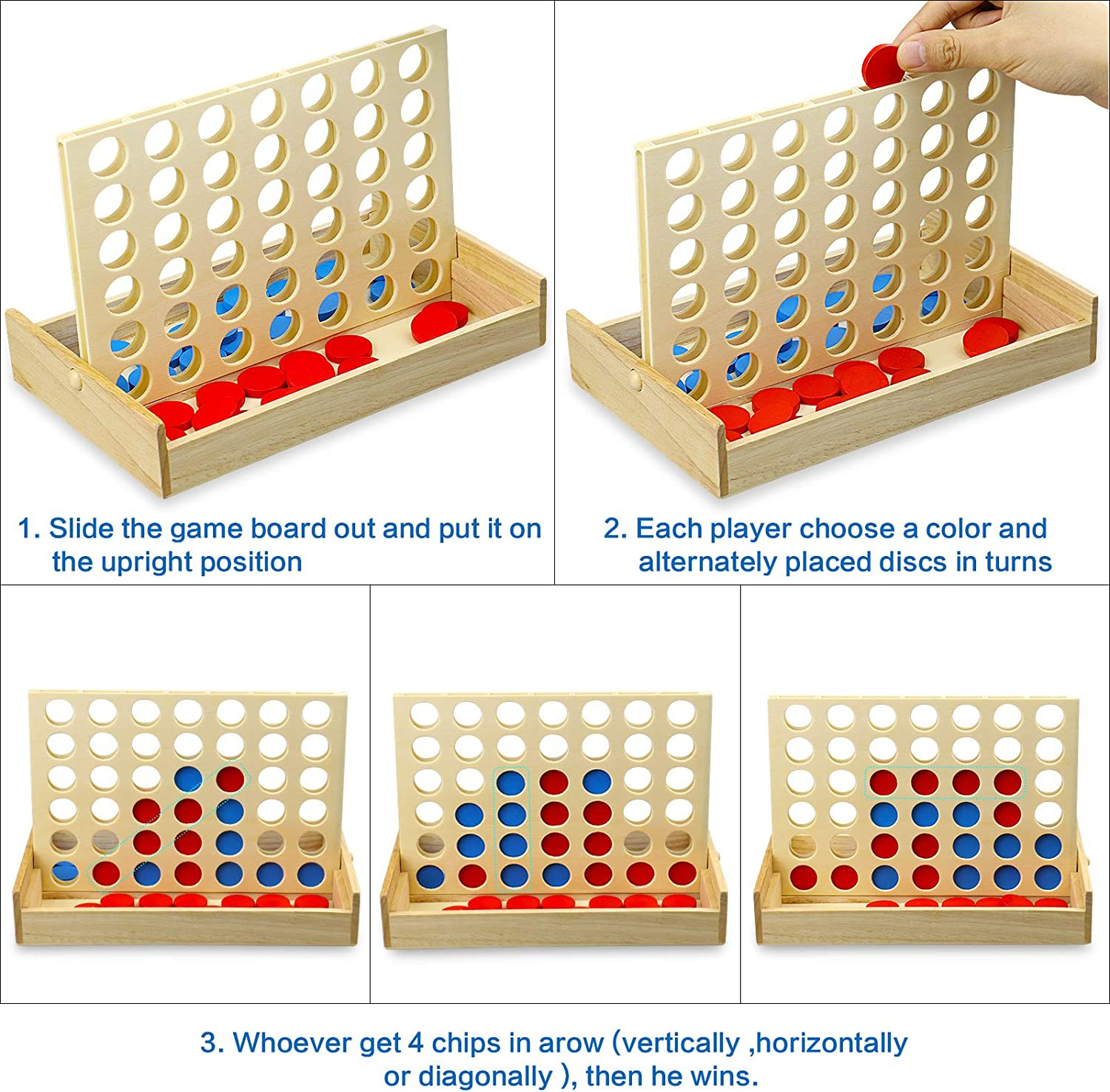 Wood Connect Board Game for Kids and Adults TRAVEL SIZE