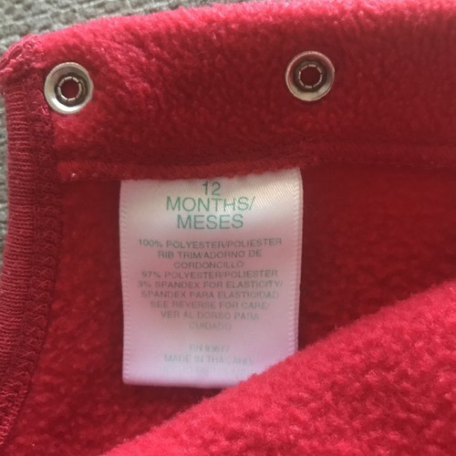 Vintage Okie Dokie 12 Months Fleece Romper Red Winter Cute EUC Downhill Racer - Picture 6 of 11