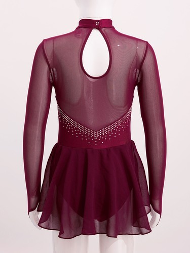 Niños Niñas Vestido de Patinaje Mangas Largas Gimnasia Ballet Leotardo Vestido Prendas de Baile - Imagen 17 de 58