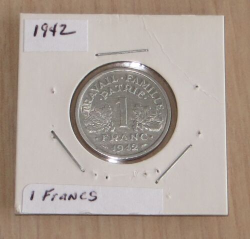1942 1 francs travail famille etat francais coin 6P4 nice coin - Picture 1 of 2