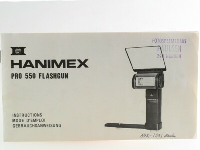 Hanimex Pro 550 Pro550 Pro-550 Flashgun Instructions Bedienungsanleitung
