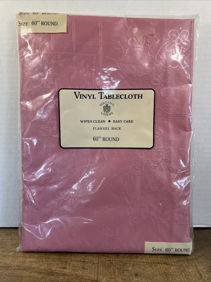 Sultan’s Linens Pink Vinyl Tablecloth 60” Round 4 To 6 People Easy Care - Image 2 of 4