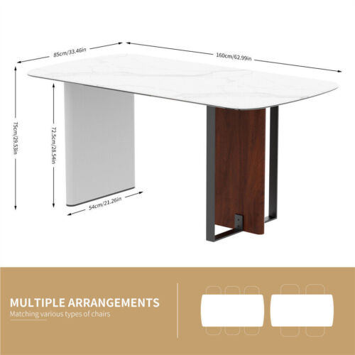 Rectangular Marble Dining Table Luxury Family Dinner Tables Kitchen Living Room - Picture 15 of 16