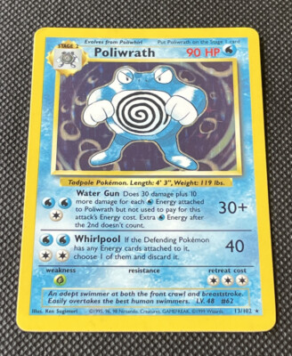 Poliwrath 13/102 Pokemon Card Edition Holo Rare Base Set 1999 WOTC LP ...