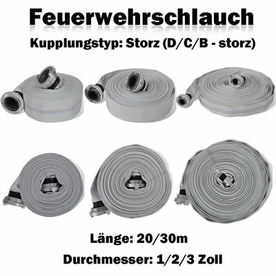 20m D-Bauschlauch 25 mm 1 Zoll D-Schlauch Storz Feuerwehrschlauch Storzschlauch